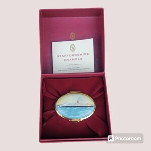 Staffordshire Enamels oval trinket box, Harrod's Cruise Ship original box
